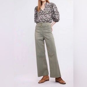 SELF CONTRAST aria hi-waist pants in green size small‎